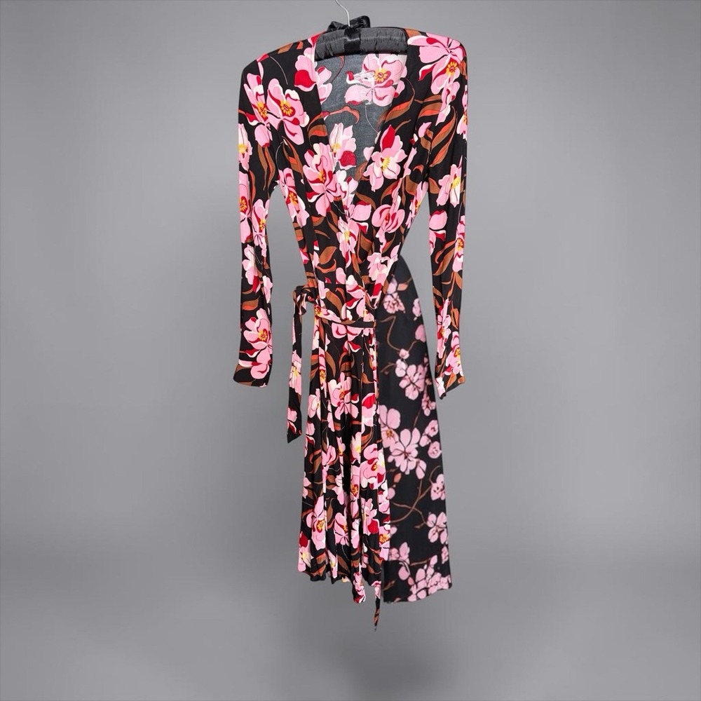 Long Tall Sally Wrap Dress Womens 12 Pink Floral Tie Waist Midi NWOT Viscose